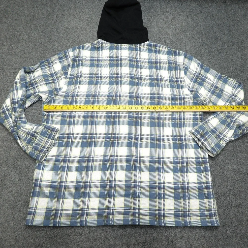 Levi's Hooded Shirt Mens XXL Blue Plaid Cotton Flannel Long‎ Sleeve Button Front